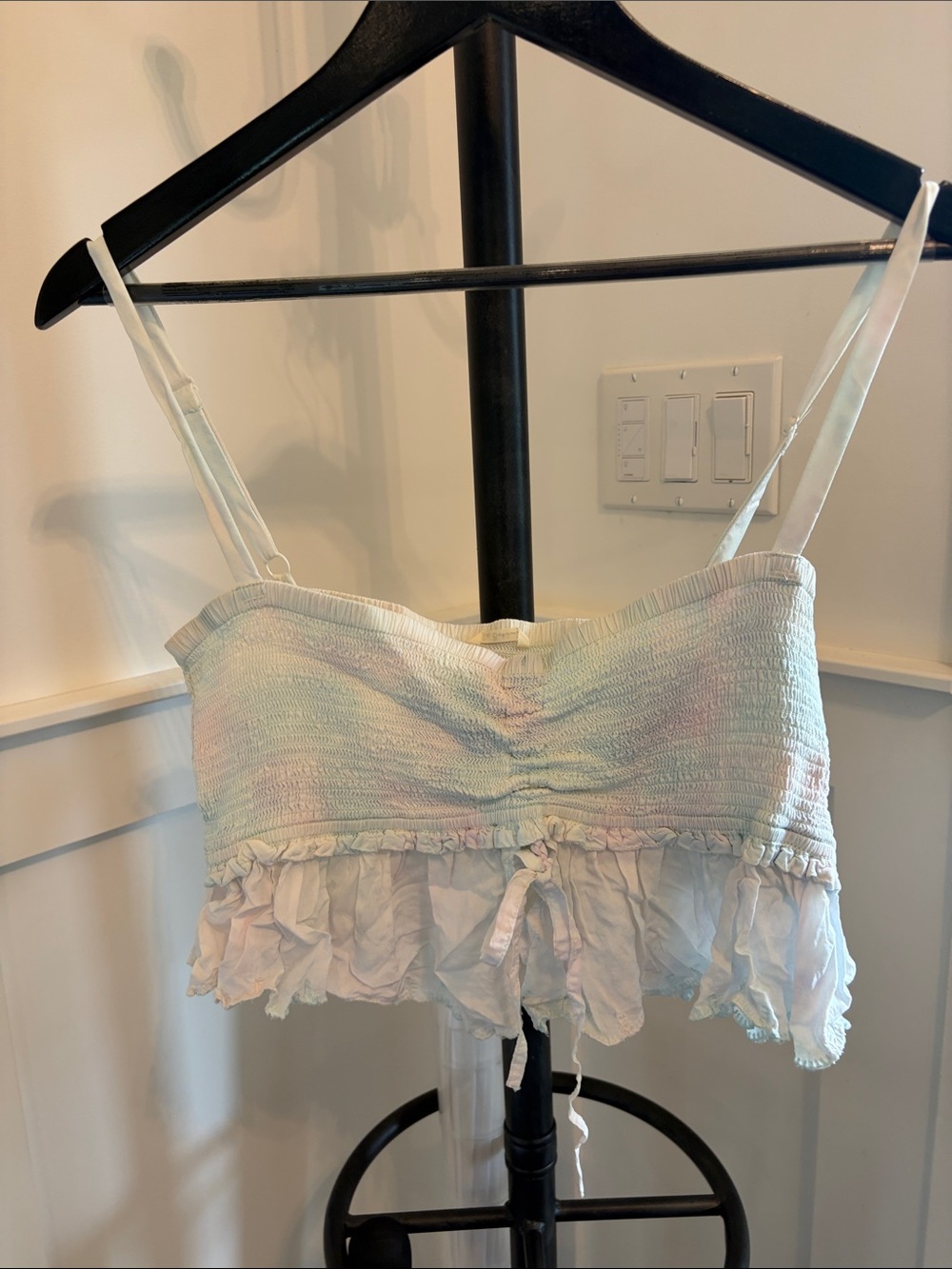 Wilfred Pastel Smocked Ruffle Crop Top - Light Rainbow